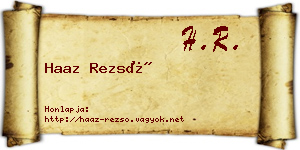 Haaz Rezső névjegykártya